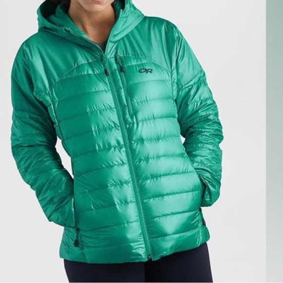 Outdoor Research Teal Hooded Down Ski Jacket - Picture 13 of 13